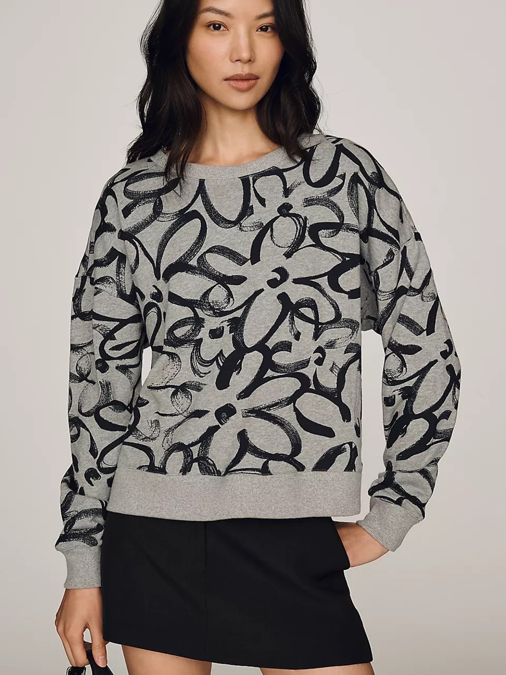 NWT Size XL - Anthropologie 100% Cotton Sketchy Floral Sweatshirt